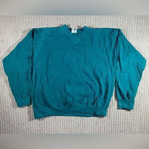 Vintage Discus Athletic Sweatshirt XL Turquoise Blank USA Made Logo 80s 90s